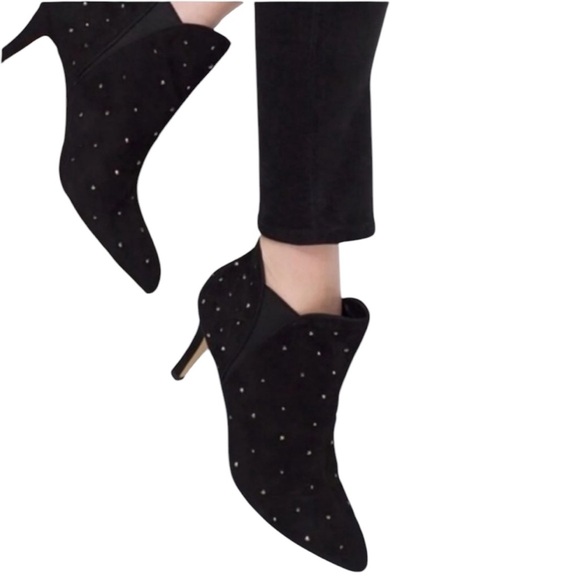 WHITE HOUSE BLACK MARKET LAILA ANKLE BOOTIE BLING BLACK POINTY TOE SHOES 7 - Picture 1 of 10